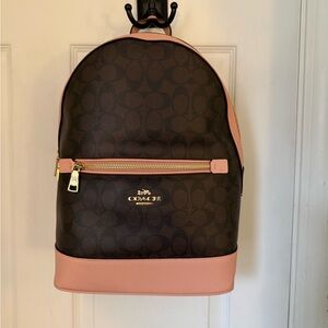 Coach Kenley Pink & Brown Signature Leather Backpack